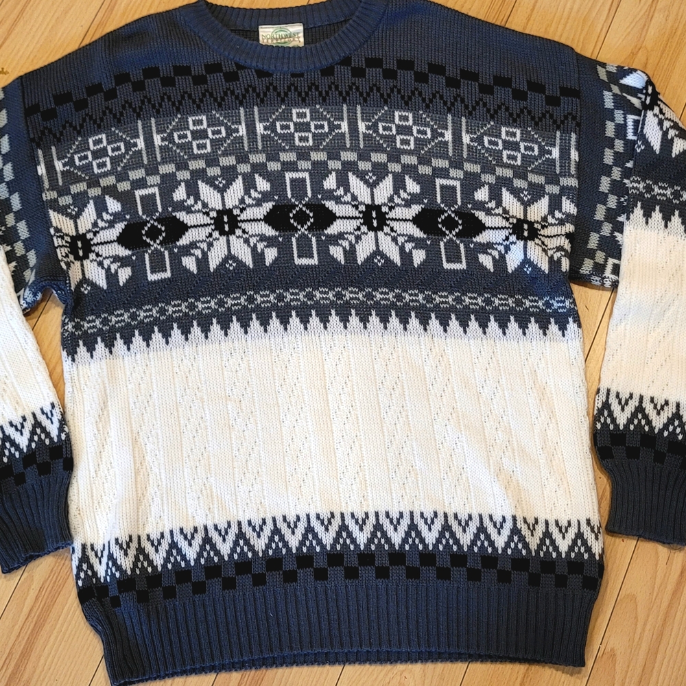 Northwest Territory Navy and White Cardigan Sweater